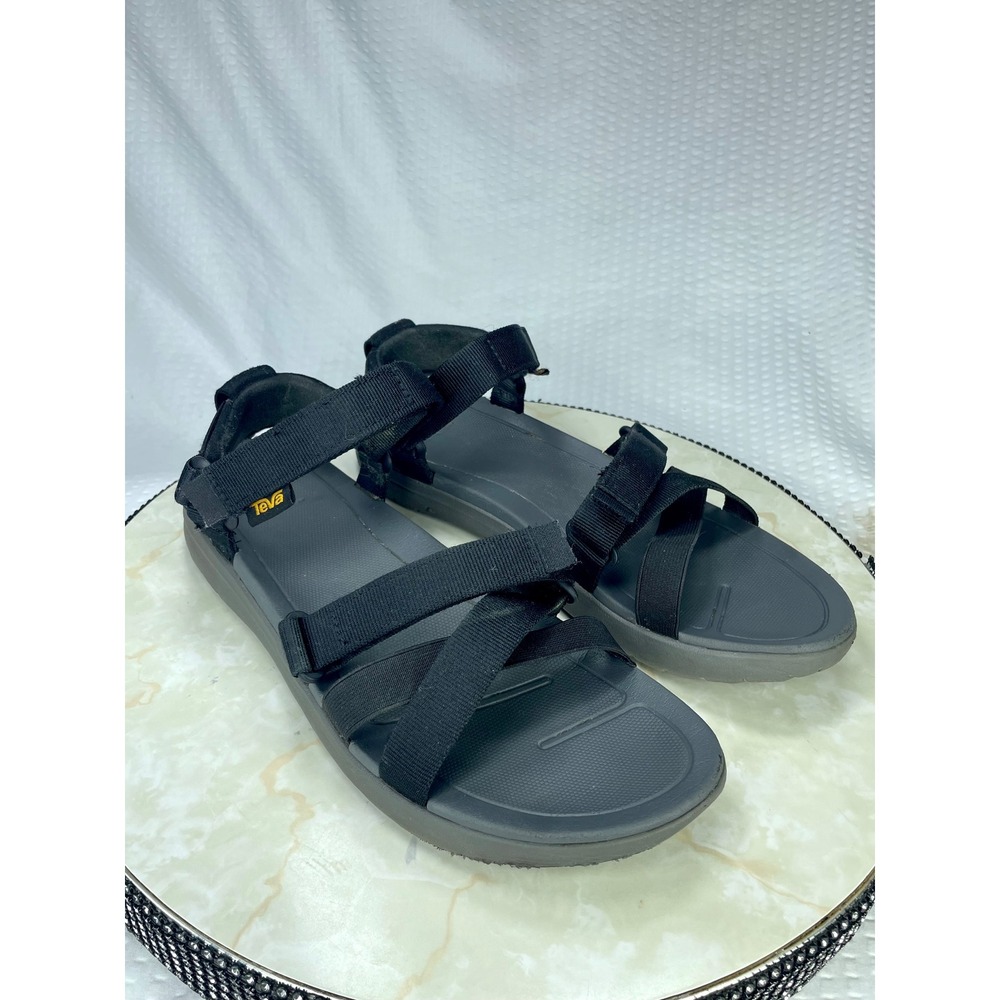 Teva Sanborn Mia Hiking Sandals Womens 10 Black Strappy Adjustable Outdoor Trail